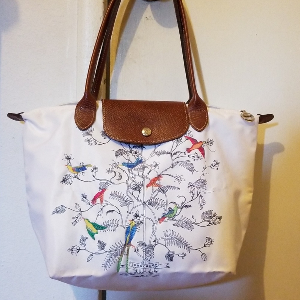 Longchamp Pliage Arbre De Vie White Nylon Tote